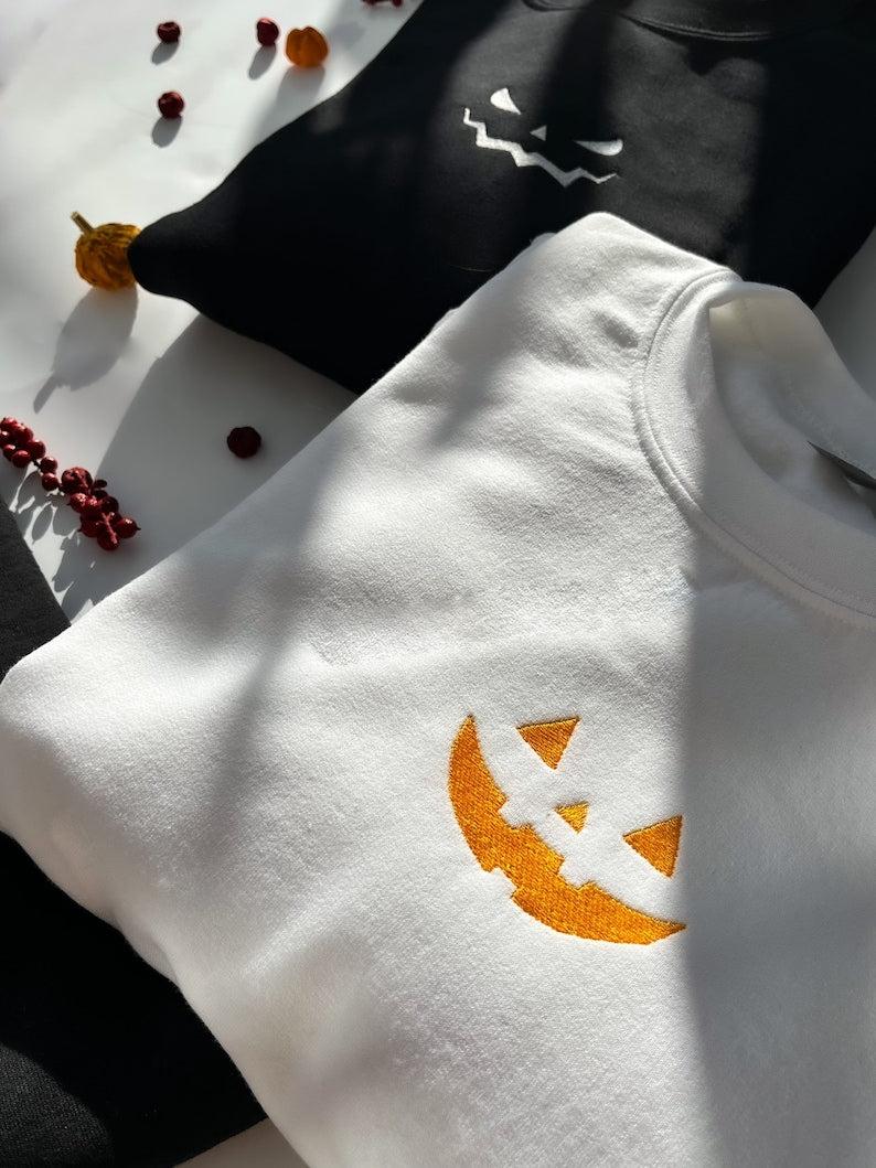 Happy Pumpkin Halloween Embroidered Sweatshirt 2D Crewneck Sweatshirt All Over Print Sweatshirt For Women Sweatshirt For Men Sws3448