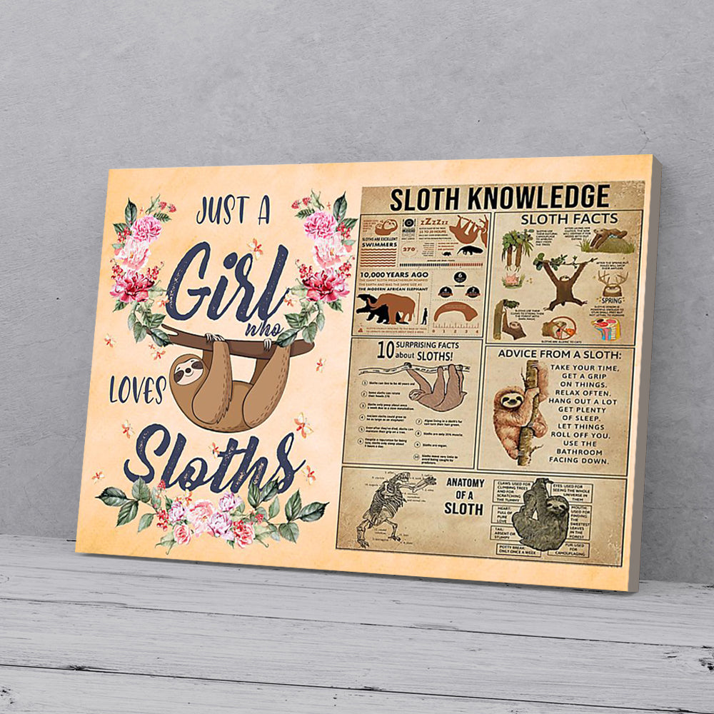 Bestieship Just A Girl Who Loves Sloths With Sloth Knowledge Canvas Prints