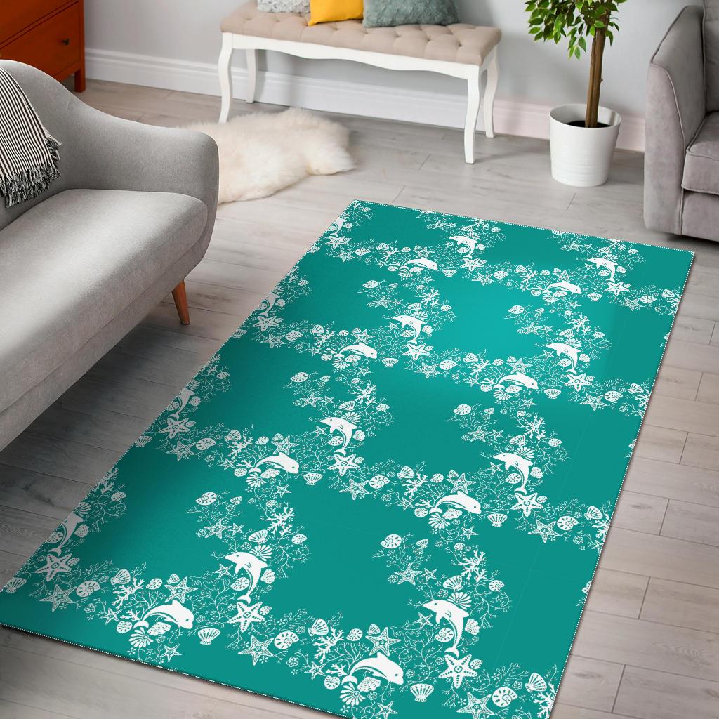 Dolphin Sea Shell Starfish Pattern Area Rug