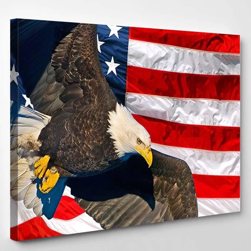 American Bald Eagle Flight Superimposed Over 1 – Eagle Animals Canvas Print