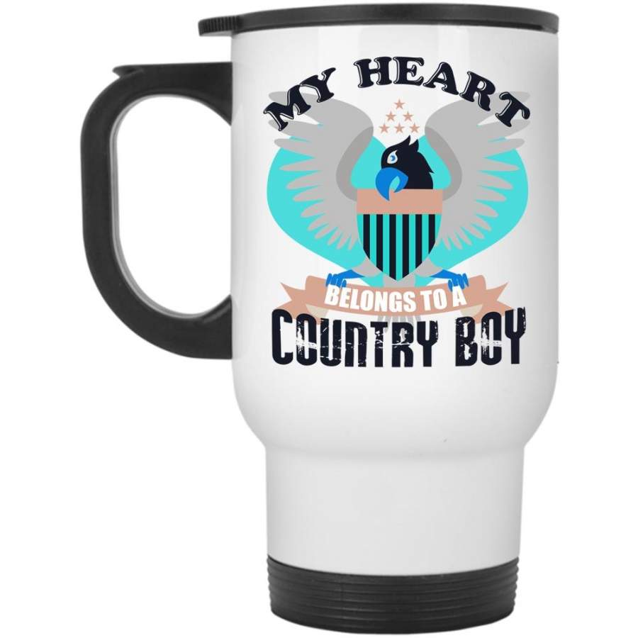 Cool Couple Travel Mug, My Heart Belongs To A Country Boy Mug
