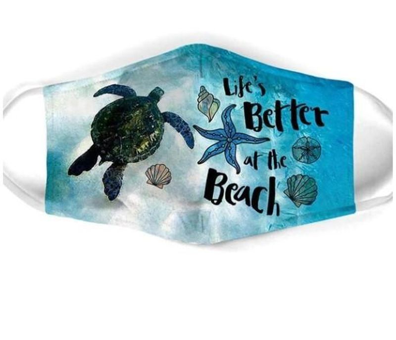 Turtles Life'S Better At The Beach Sea Animal Love Gift For Turtle Lovers Cotton Mask 1-10 Pcs For Kid & Adult All Over Print Face Mask Covering For Adults And Kids