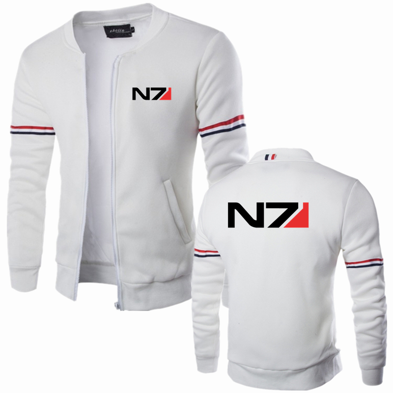 2021 New Mass Effect N7 Logo Print Custom Made Solid Color Man Zipper Jacket Cardigan British Style Casual Slim Men Sportswear alx