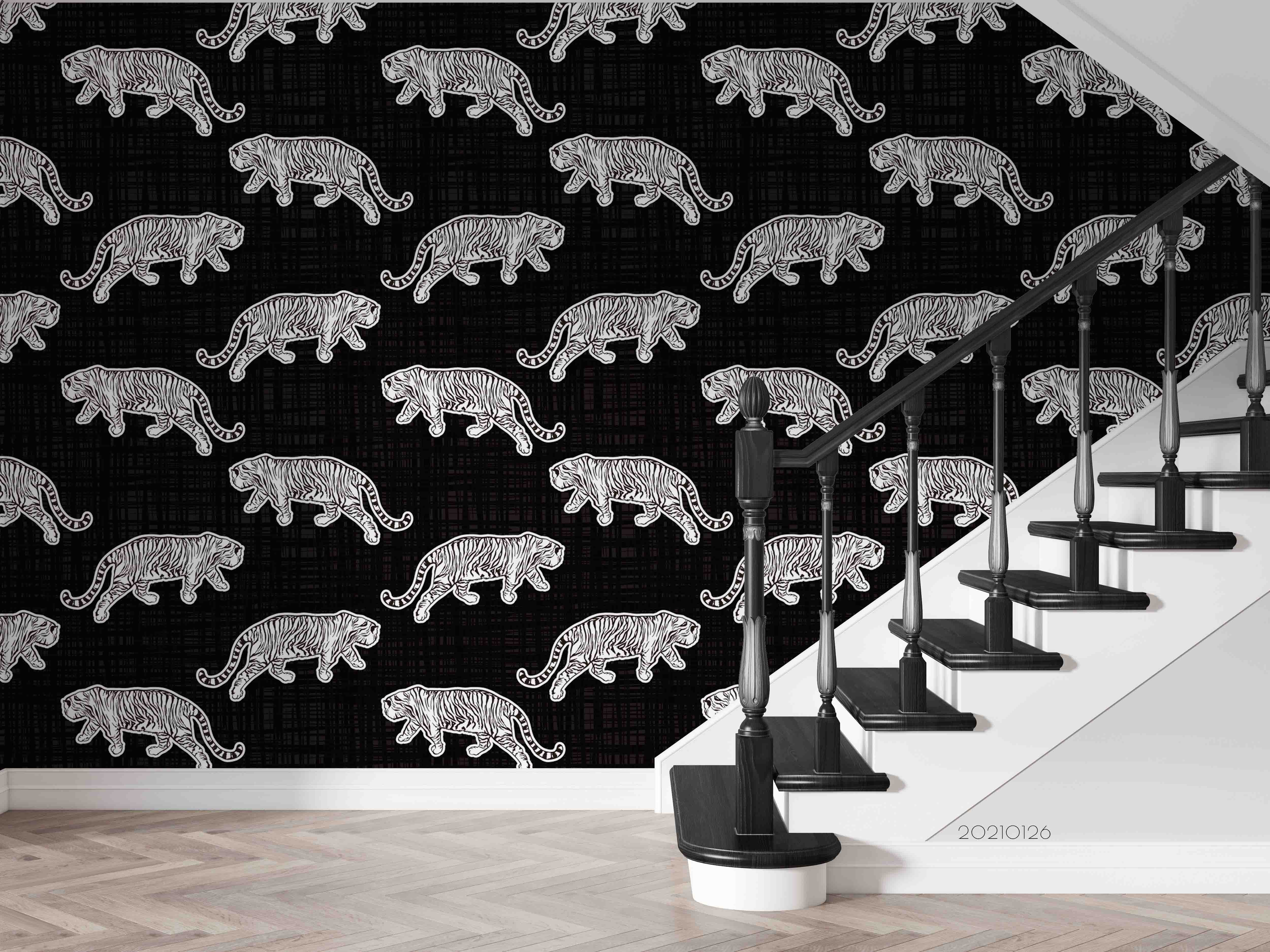 3D Hand Drawn Black Animal Leopard Wall Mural Wallpaper Lqh 55