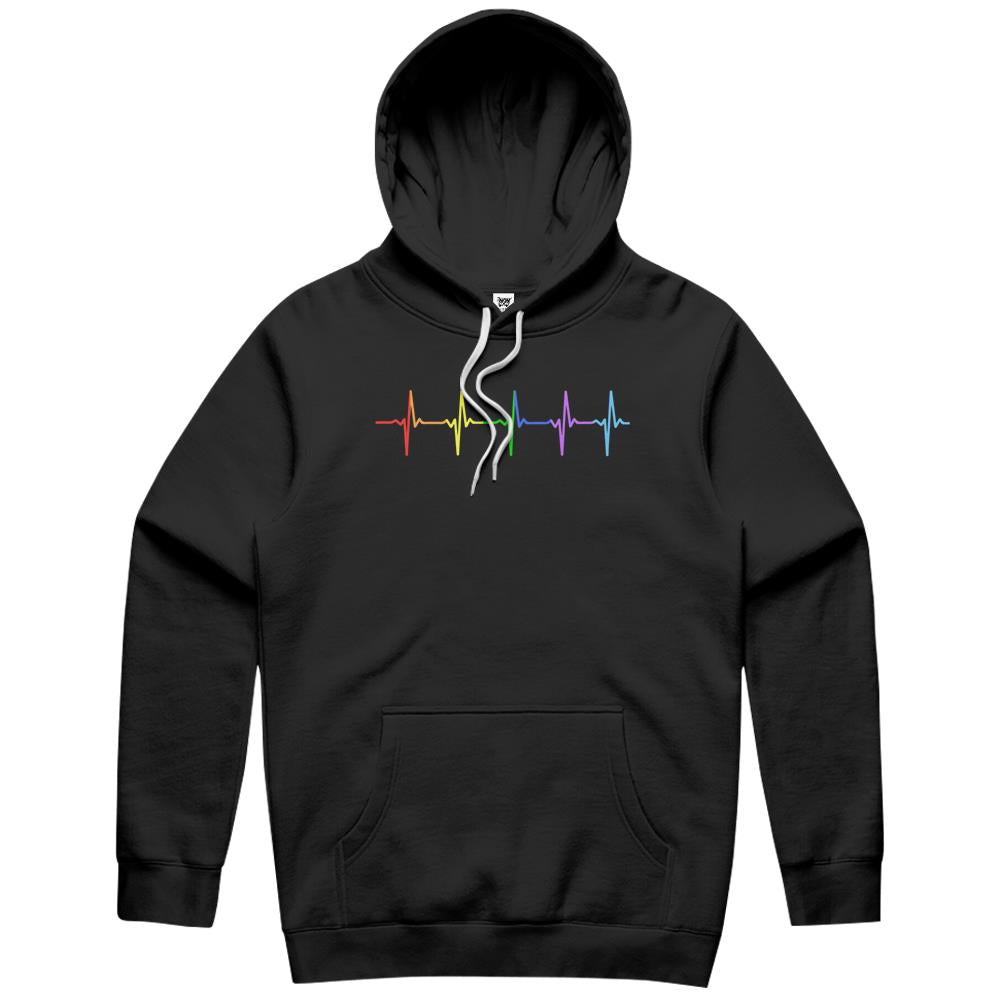 Rainbow Pulse Hearbeat Lgbt Hoodie