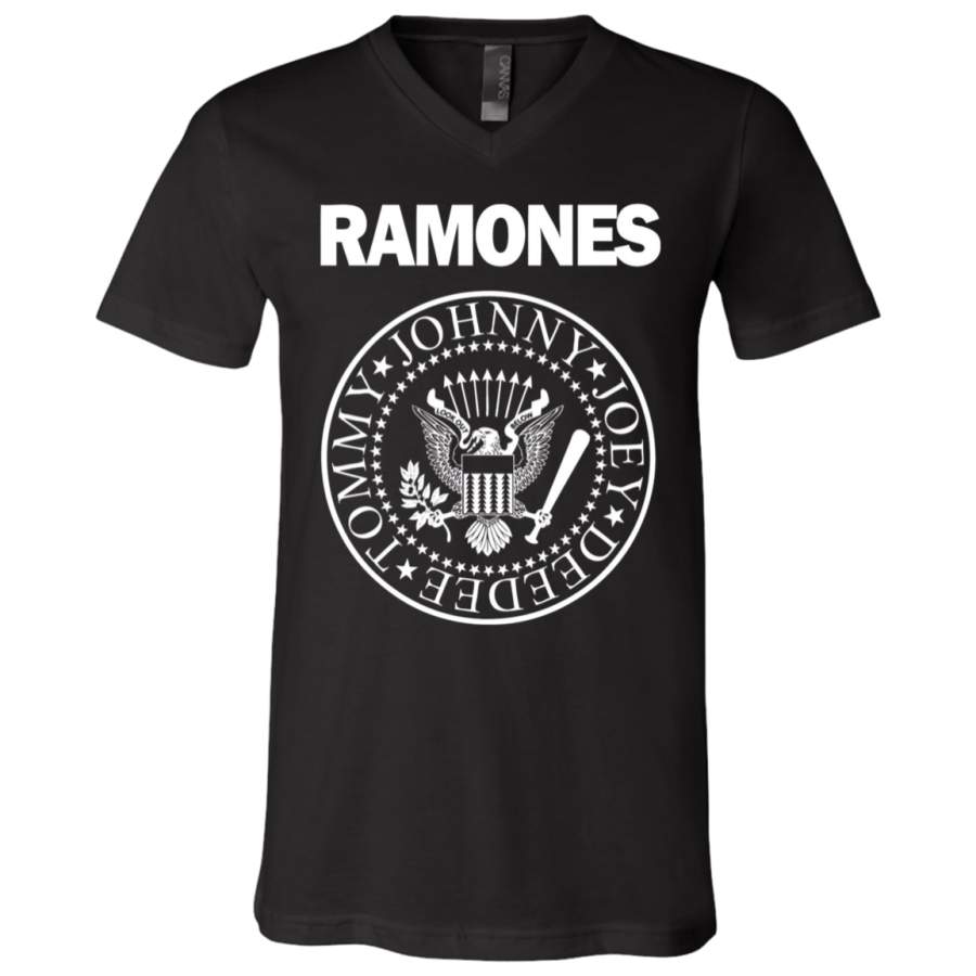 Ramone Tommy Johnny Joey Deedee logo V-Neck T-Shirt