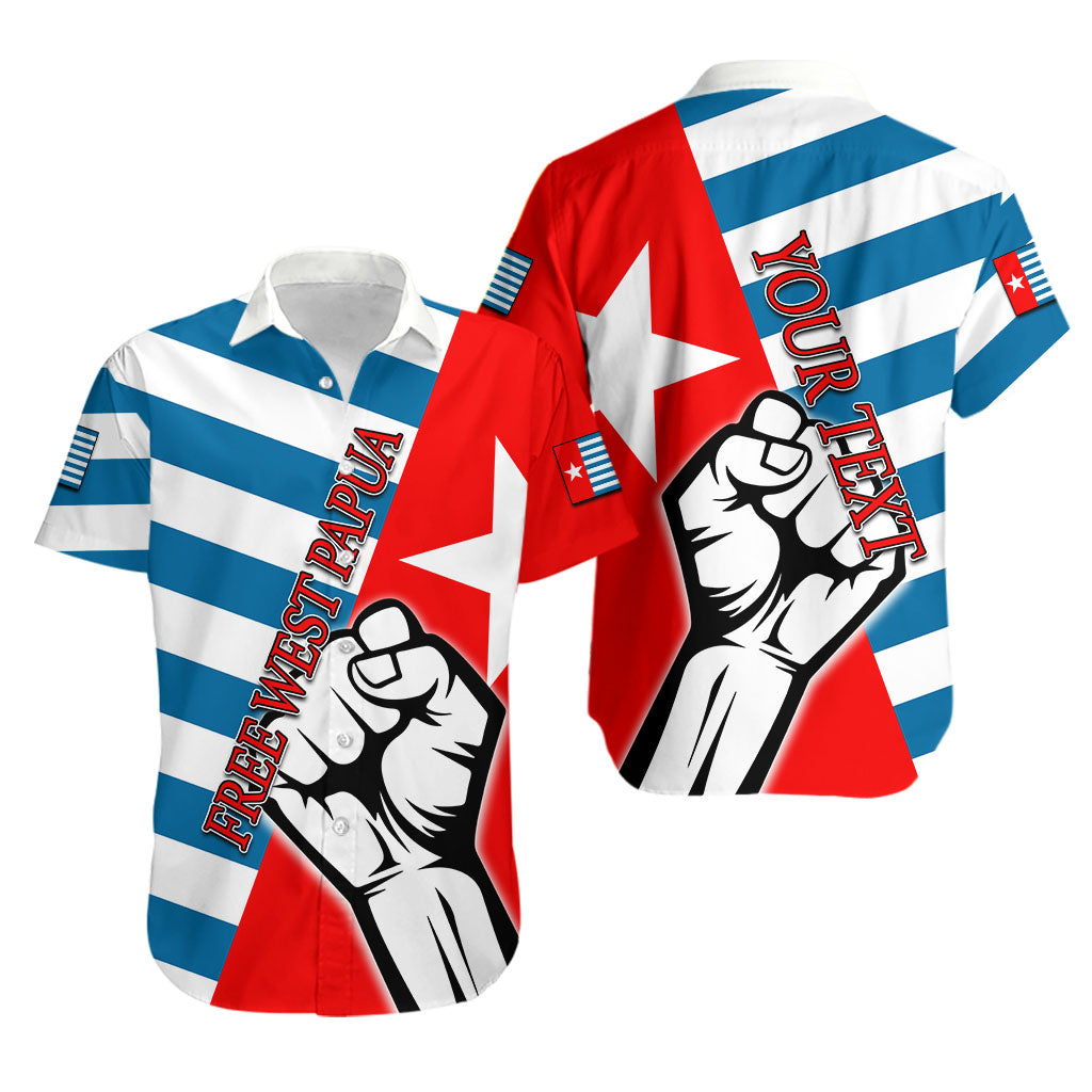 (Custom Personalised)Free West Papua Hawaiian Shirt Clenched Hands Flag Lt6