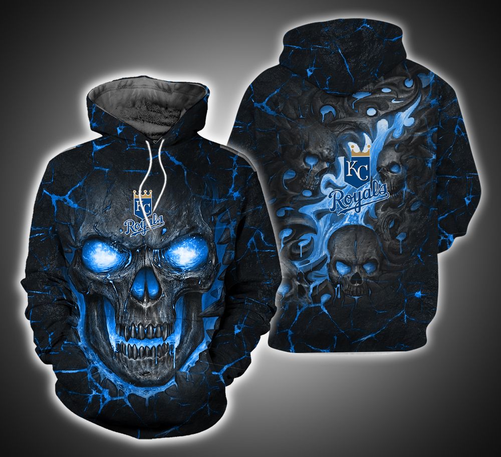 Kansas City Royals Skull 3D Print Hoodie ver10