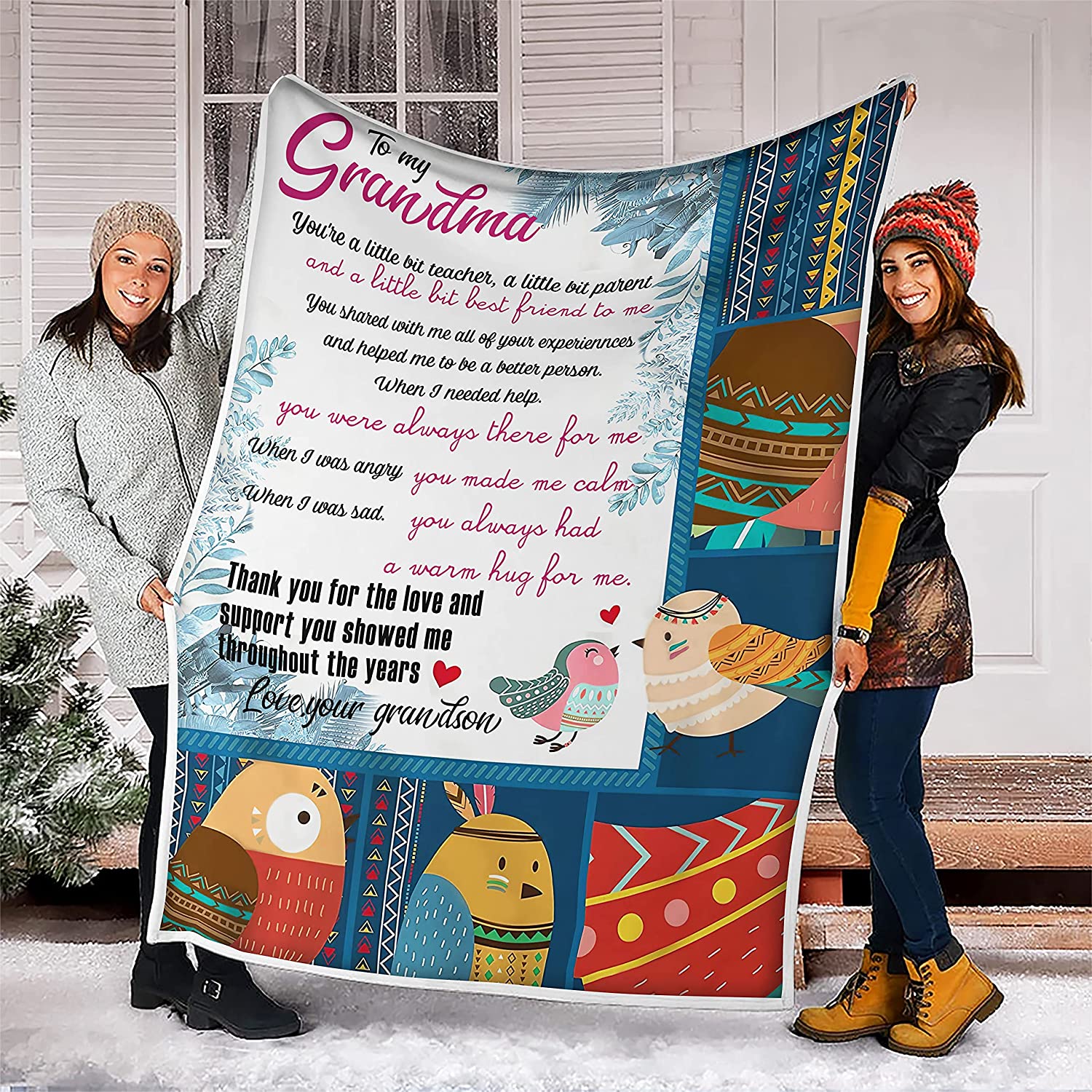 Personalized Grandma Blanket, To My Grandma Blanket Gift From Grandson Mothers Day Birthday Wedding Anniversary Christmas Gift For Grandma Mimi Nana