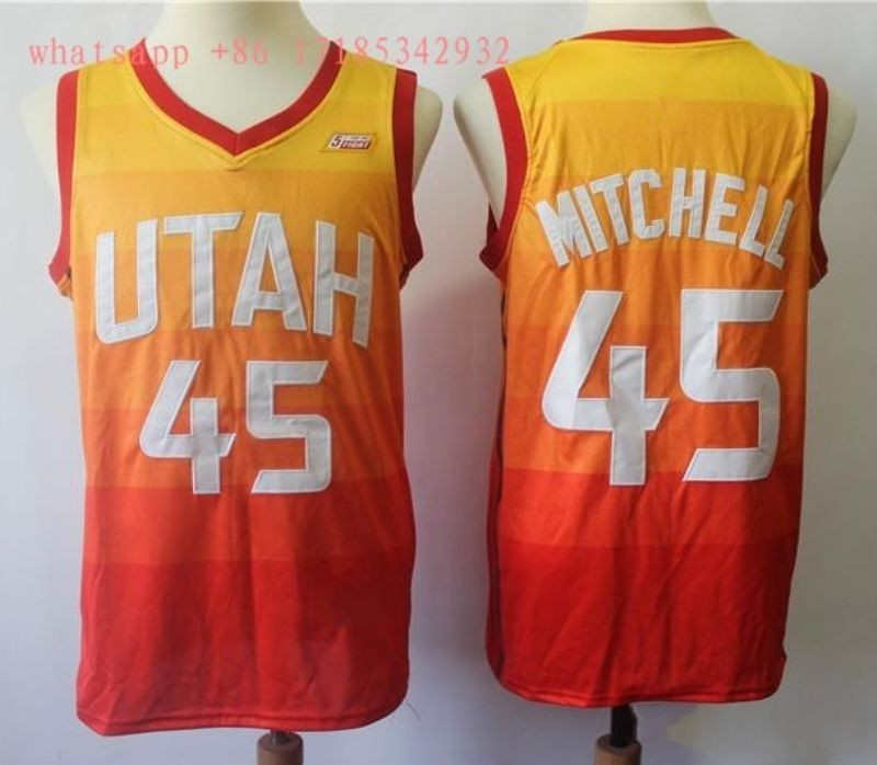 Utah Jazz Donovan Mitchell #45 2020 NBA New Arrival Gradient Orange Jersey