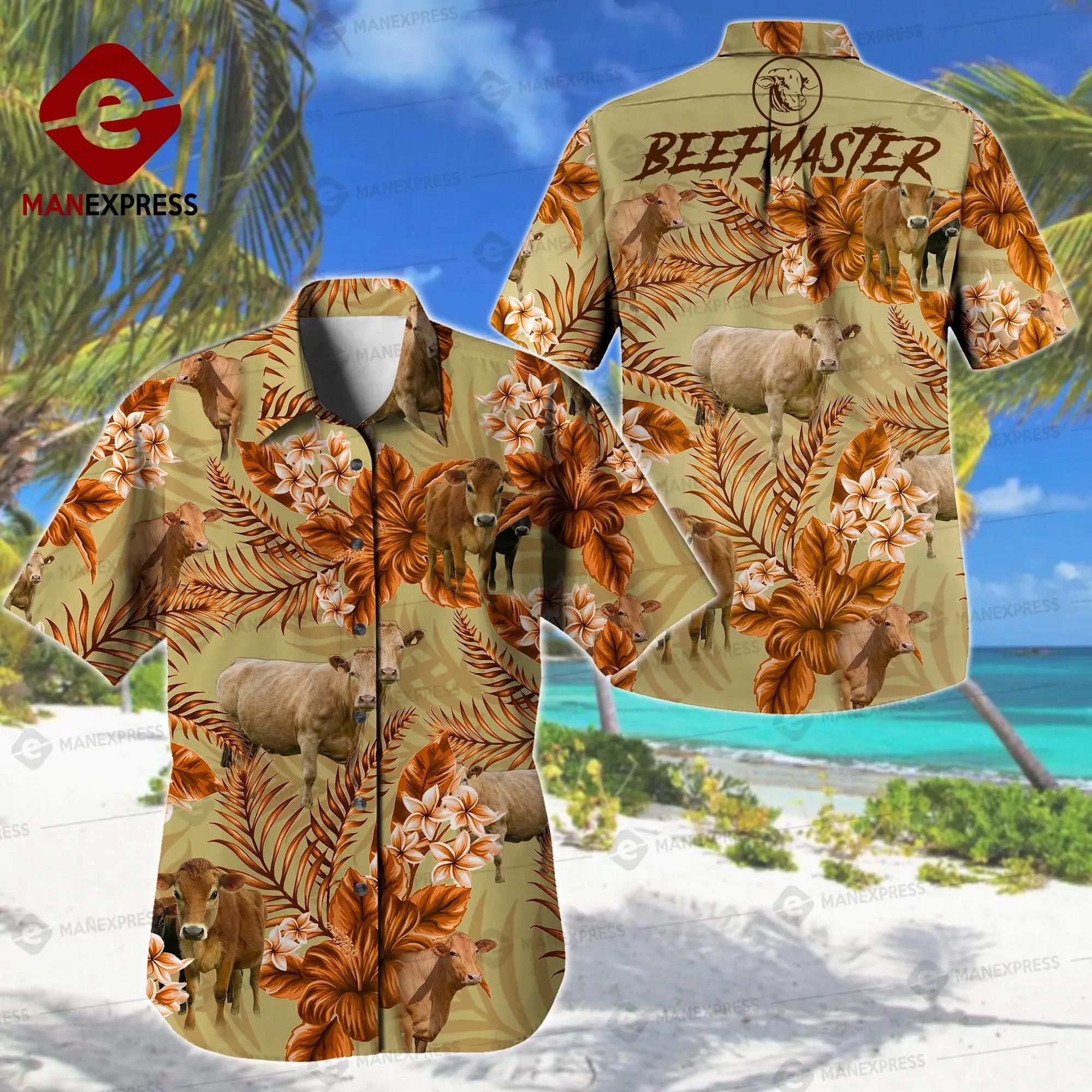 Beefmaster Cattle Aloha Hawaiian Shirt Colorful Short Sleeve Summer Beach Casual Shirt For Men And Women