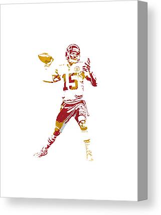 1 Patrick Mahomes Kansas City Chiefs Watercolor Strokes Pixel Art 1 Joe Hamilton Canvas Print