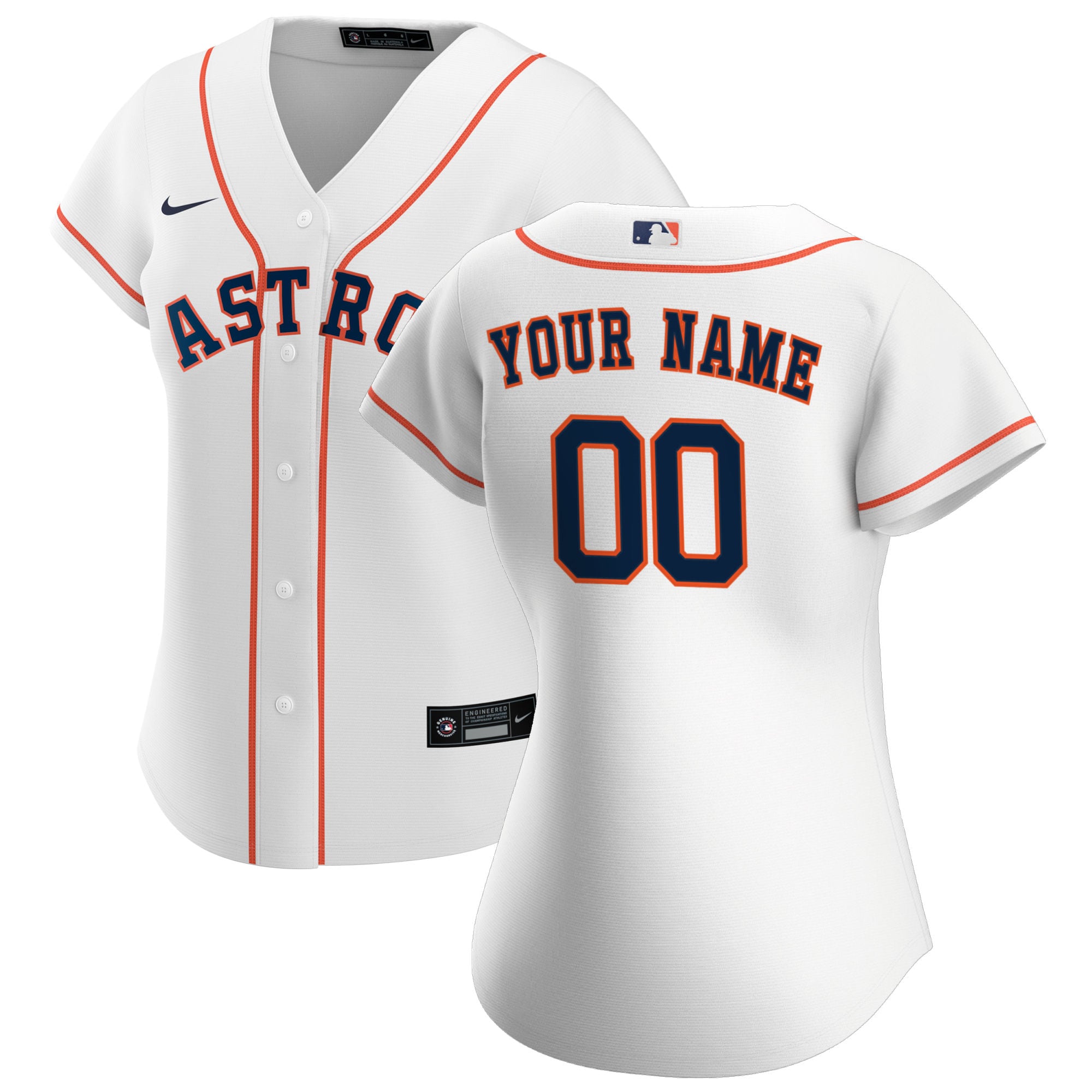 Houston Astros Women's Home Replica Custom Jersey – White