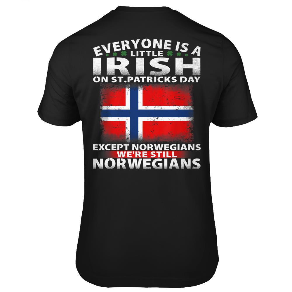 Everyone Is Little Irish On Patrick’S Day Except Norwegians T Shirts Print On Back