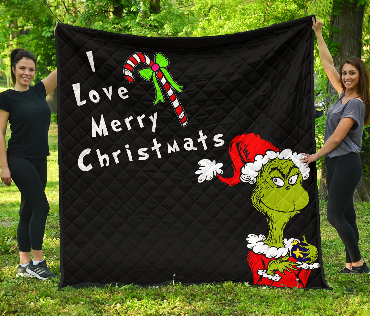 Christmas Premium Quilt | Grinch Love Merry Christmats Candy Cane And Bomb Quilt Blanket Na100401