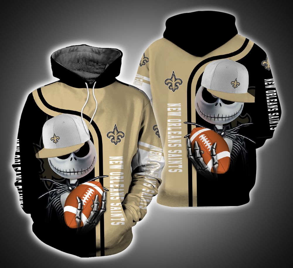 New Orleans Saints And Jack Skellington TA01 3D Printed Hoodie