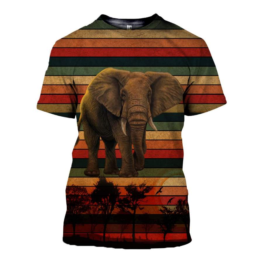 3D All Over Printed Vintage Elephant T Shirt Hoodie 2522019