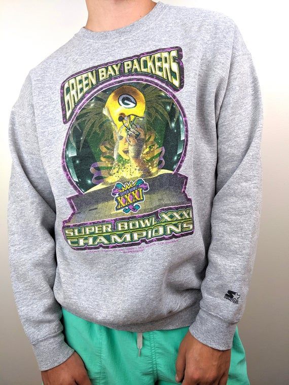 90S Vintage Packers Crewneck Shirt Green Bay Packers Shirt Super Bowl Football Starter Logo Heather Gray X Shirt