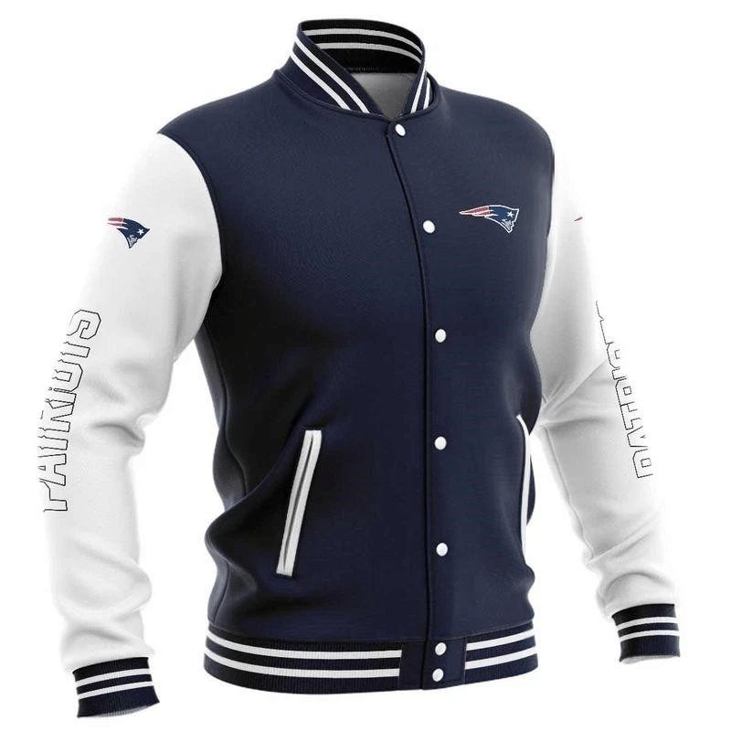 New England Patriots Dark Blue Basic Baseball Jacket