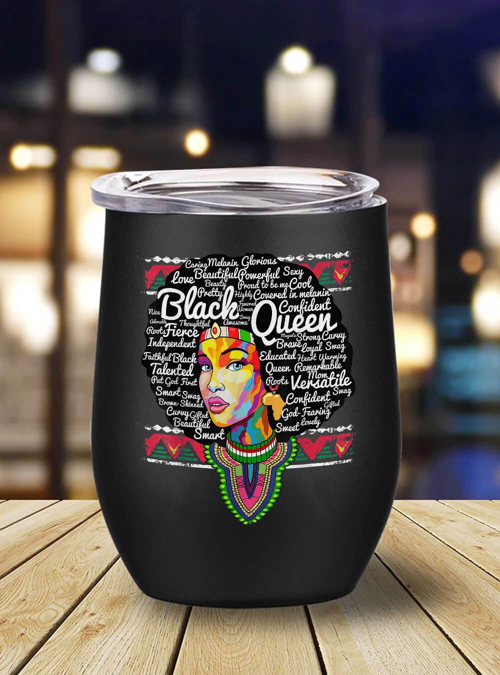 African American Tumbler Dashiki Black History Educated Melanin Gift Stainless Steel Wine Tumbler Mug Black History Month Gift Ideas BPS2494