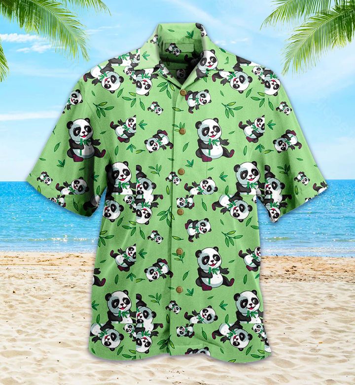 Panda Leaves Pattern Green 3D Hawaiian Shirt