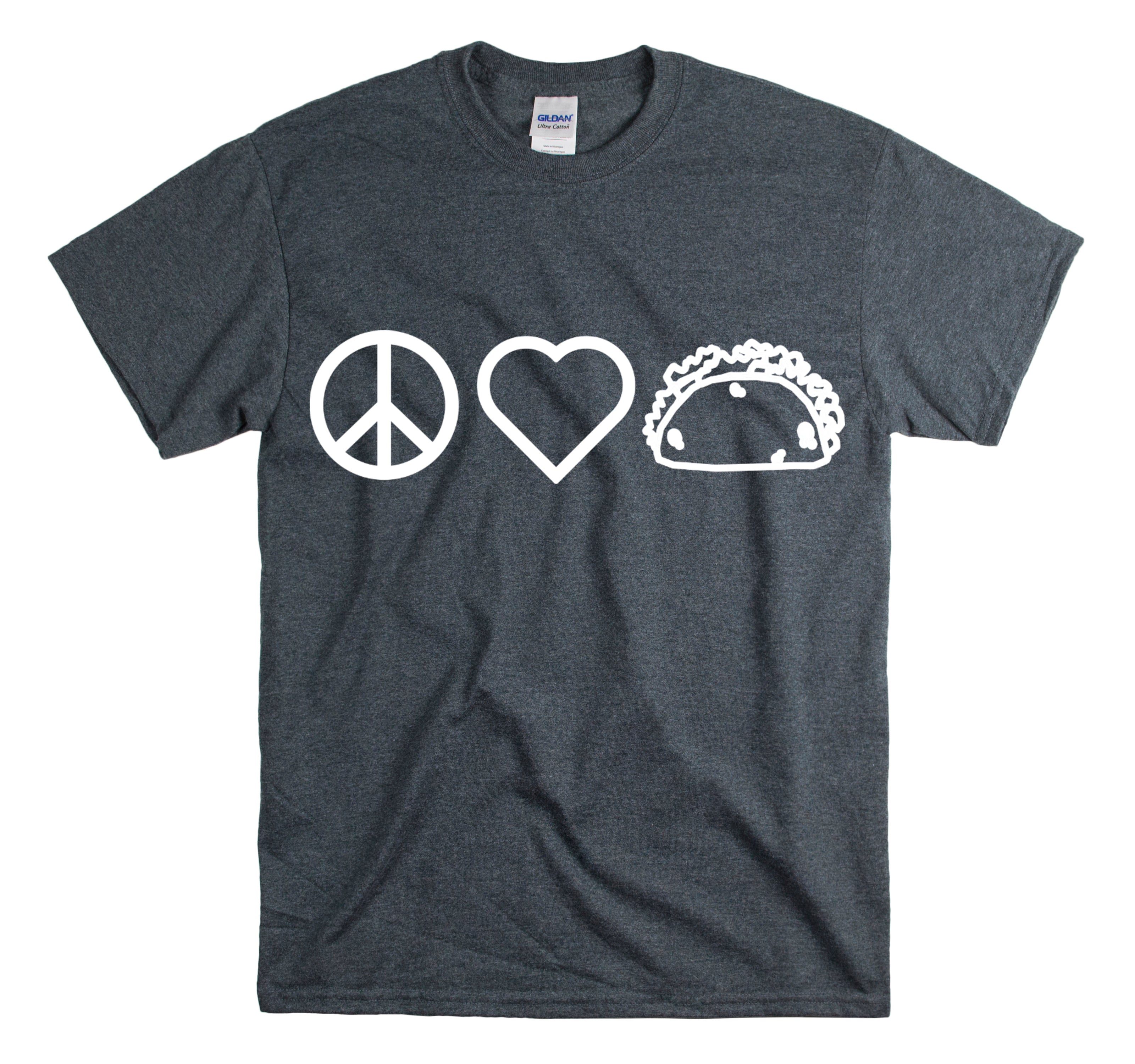 Shirt Funny Peace Love Tacos Mexican Fiesta Food Lover’S Gift Humor T-Shirt Unisex Heavy Cotton Tee