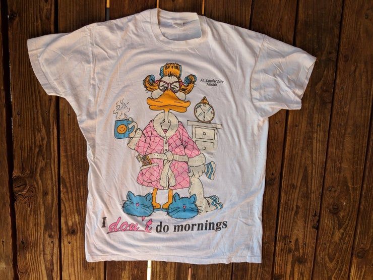 Vintage 80S 90S Paper Thin I Don T Do Mornings Os S Shirt