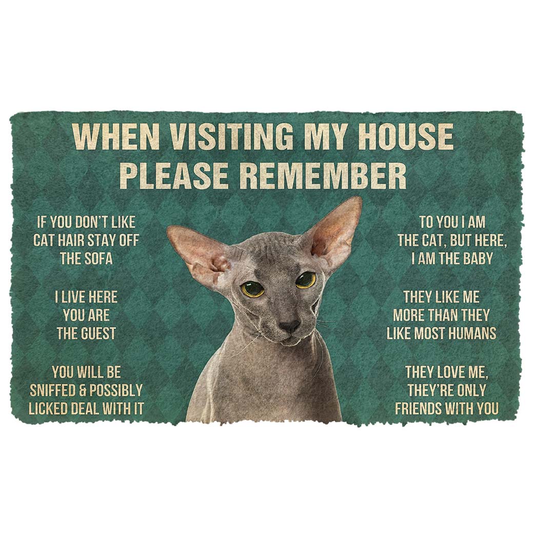 Gearhumans 3D Please Remember Peterbald Cats House Rules Custom Doormat