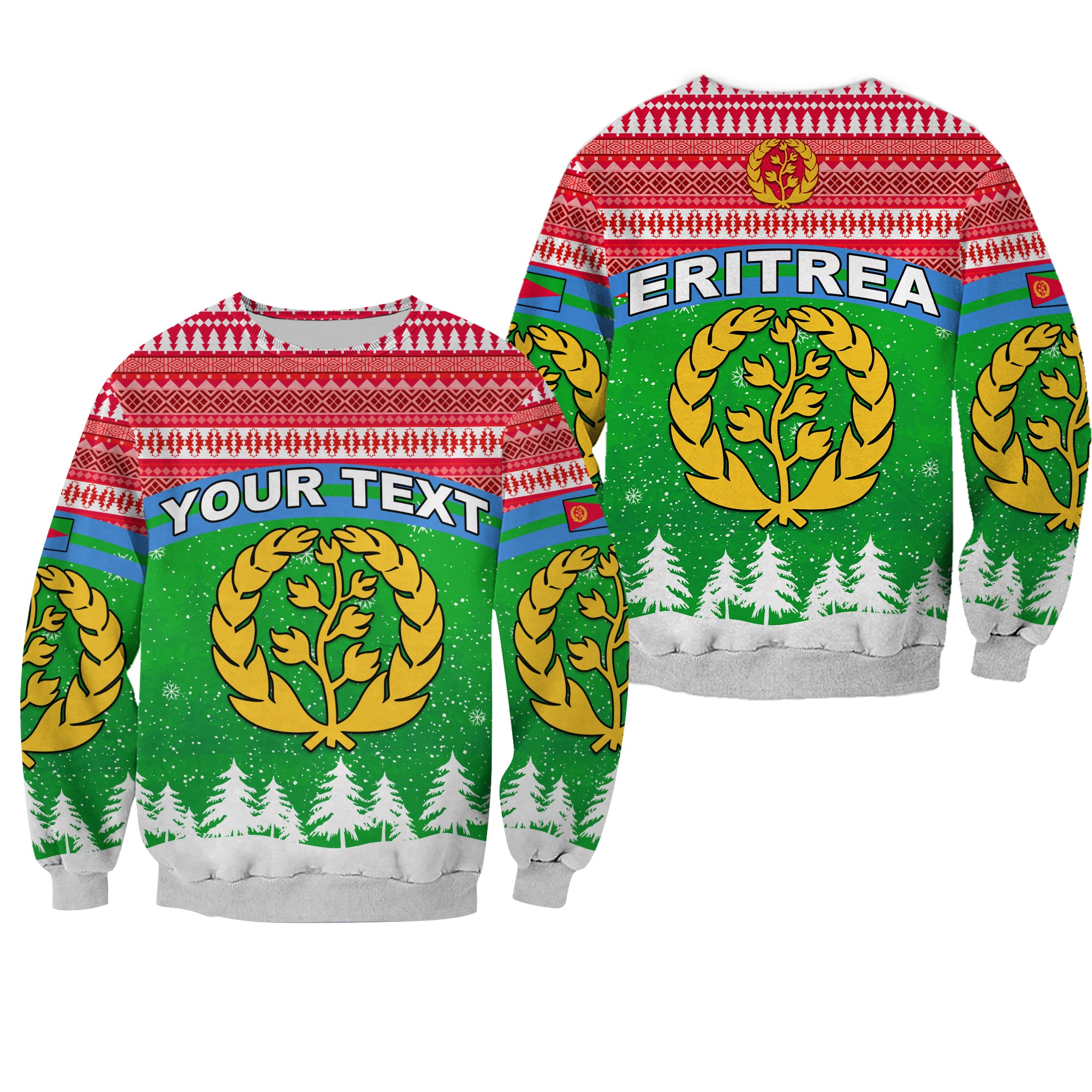 (Custom Personalised) Eritrea Sweatshirt Merry Christmas Mix African Pattern Lt13