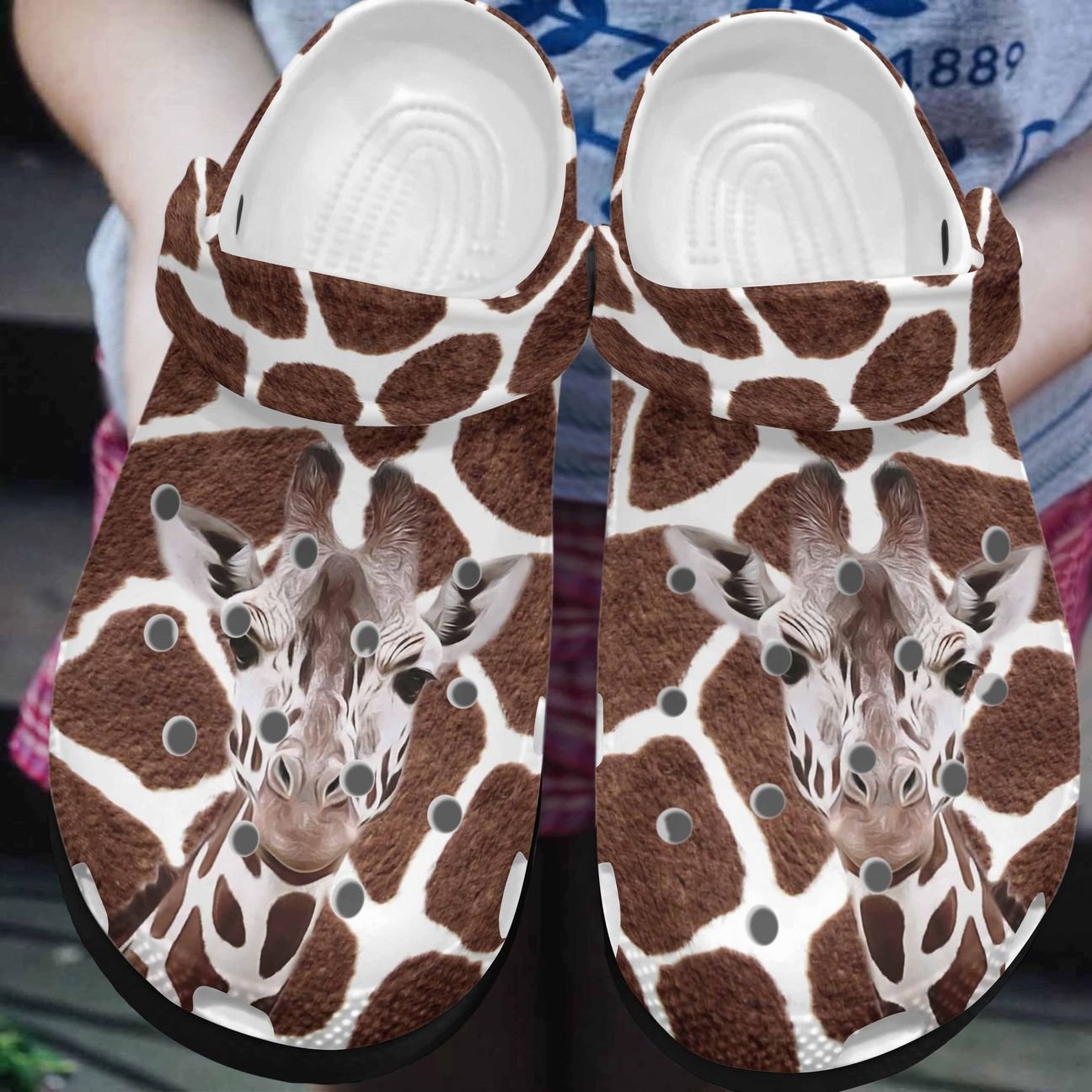 Giraffe Personalized Clog, Custom Name, Text, Color, Number Fashion Style For Women, Men, Kid, Print 3D Brown