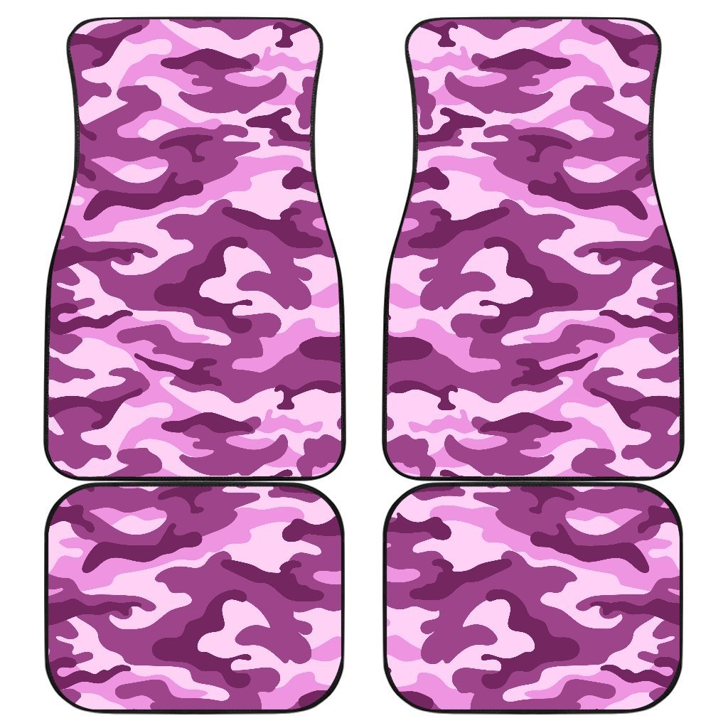 Pink Camouflage Print Front And Back Car Floor Mats, Front Car Mat