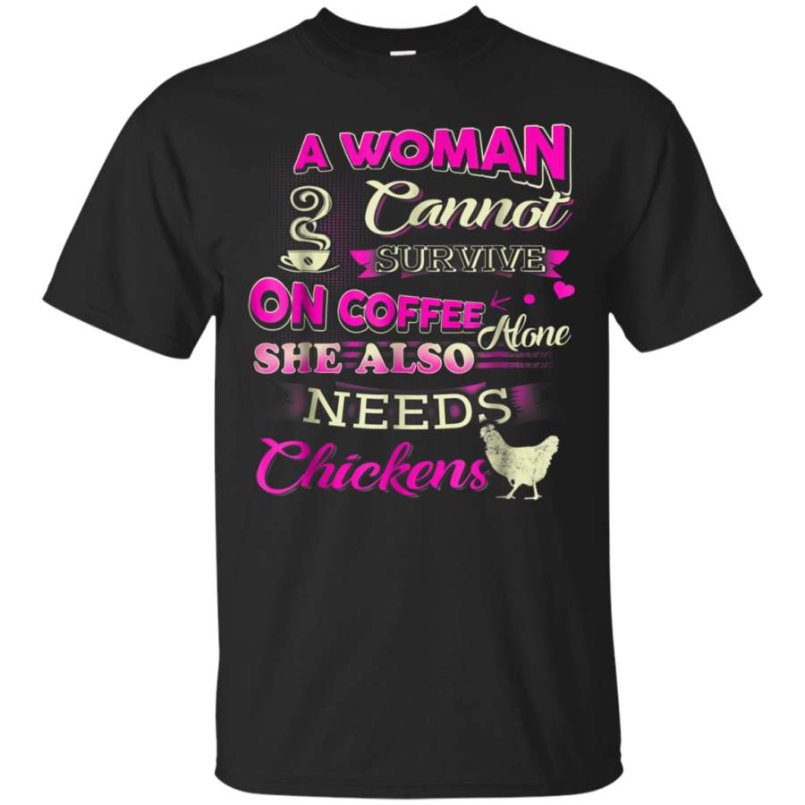 AGR A Woman Cannot Survive On Coffee Alone Funny Farm Girl Shirt