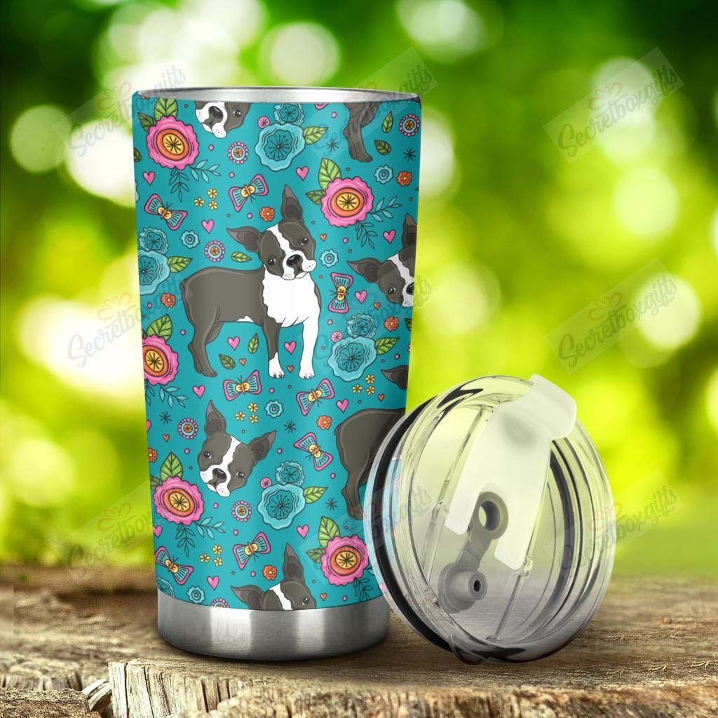 Personalized Boston Terrier Beautiful Flower Pattern Nc1211514Cl Tumbler