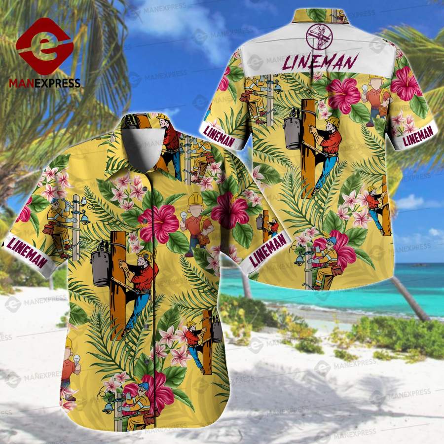 Lineman Printed Hawaiian Shirt Ha87837