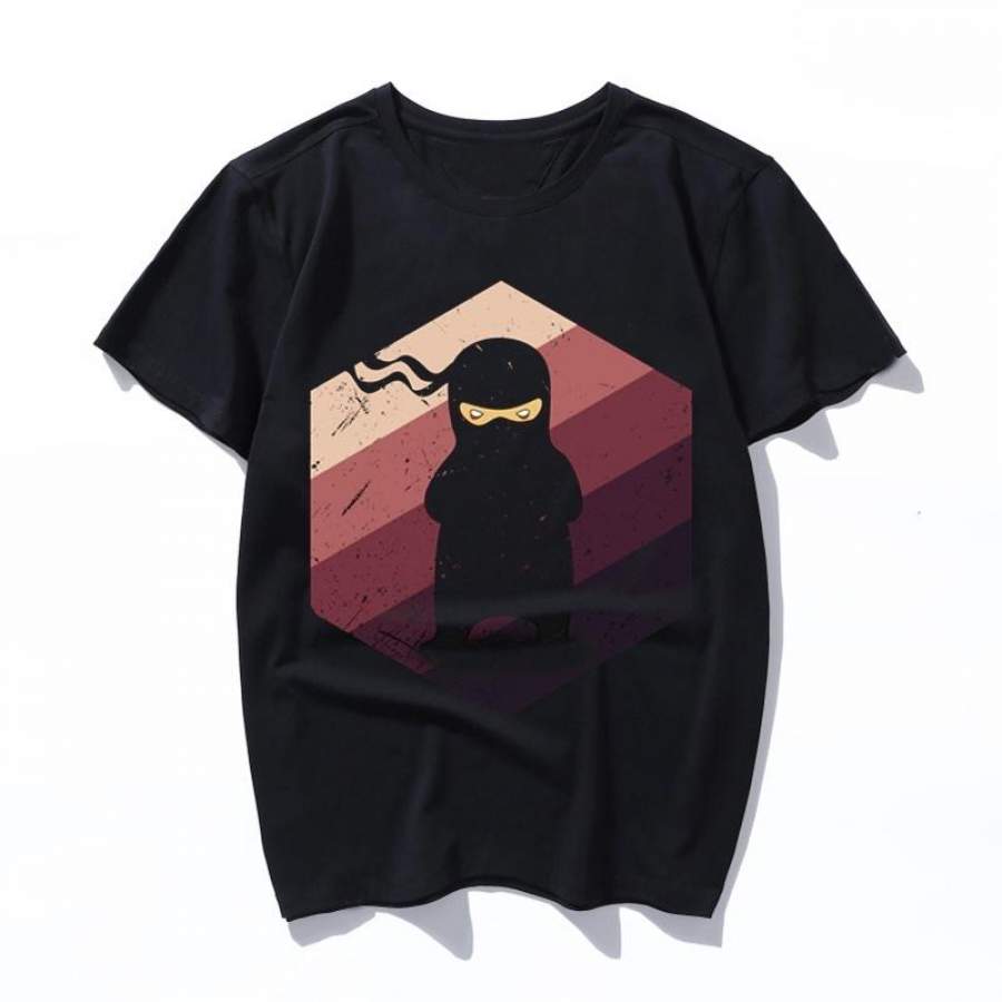 ninja Men Summer Short Sleeve Printed Vintage Slim Cotton T-shirt Women New Casual European Style O Neck Fashion Top Tees