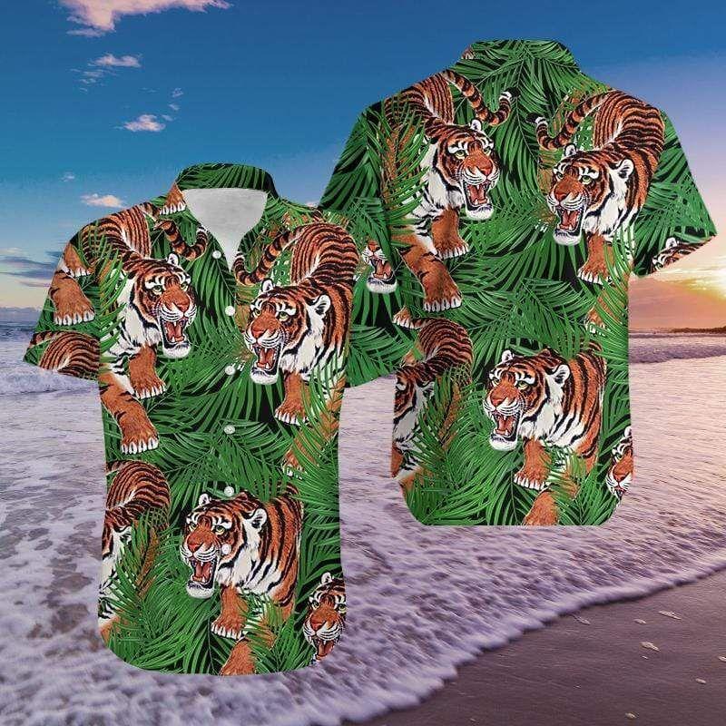 Beach Shirt Shop Tiger Tropical Hawaiian Shirts