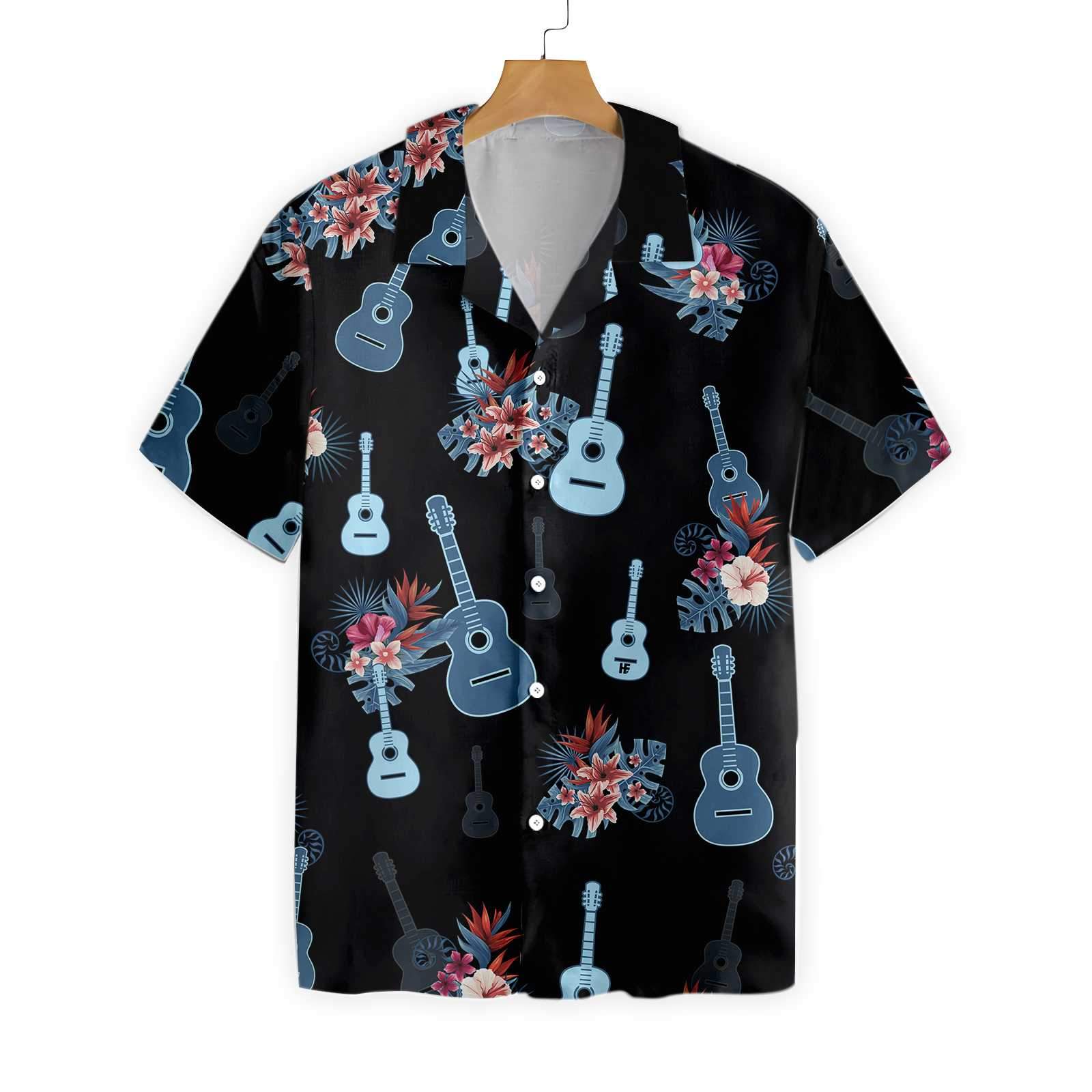 Tropical Guitar Leaves Hawaii Shirt Ha102032