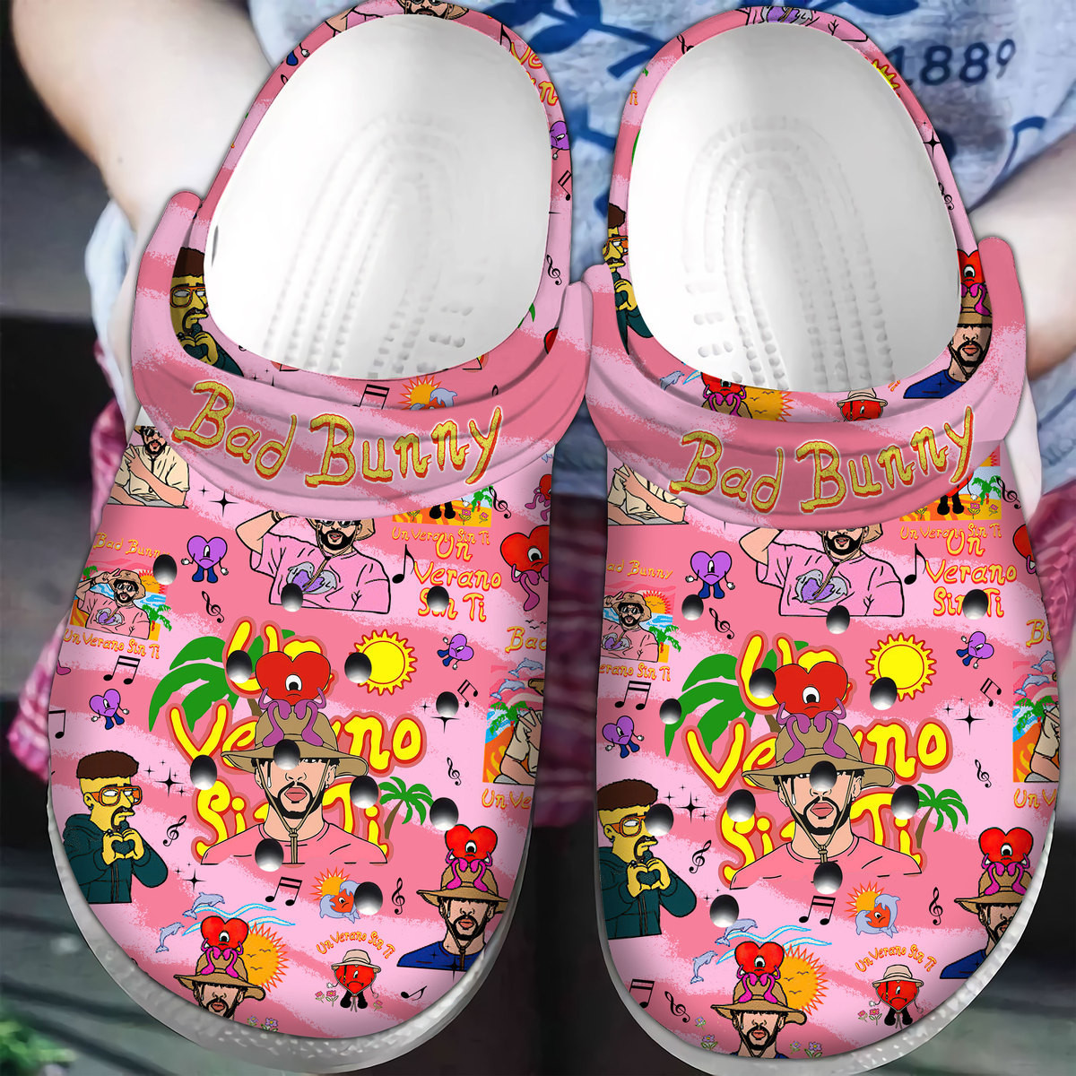 Bad Bunny Music Crocs Crocband Clogs Shoes Comfortable For Men Women and Kids