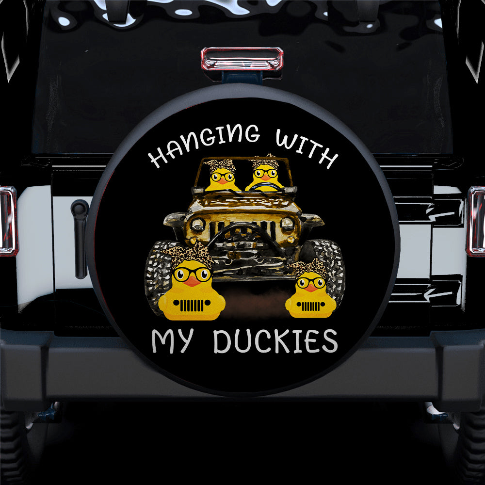 Hanging With My Duckies Yellow Jeep Car Spare Tire Covers Gift For Campers