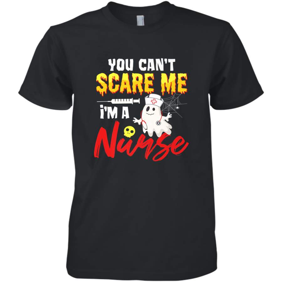 You Can’t Scare Me I’m A Nurse Funny Halloween Witch Hat Men’s Premium T-Shirt