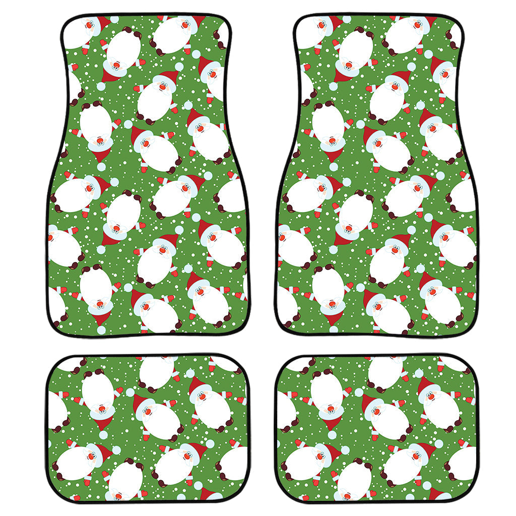 Cartoon Santa Claus Pattern Print Front And Back Car Floor Mats, Front Car Mat