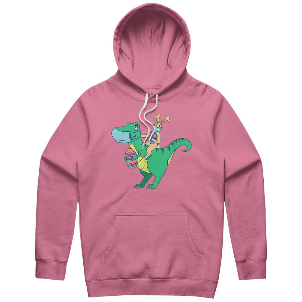 Bunny Riding Trex With Masks Funny Quarantine Easter Hoodie