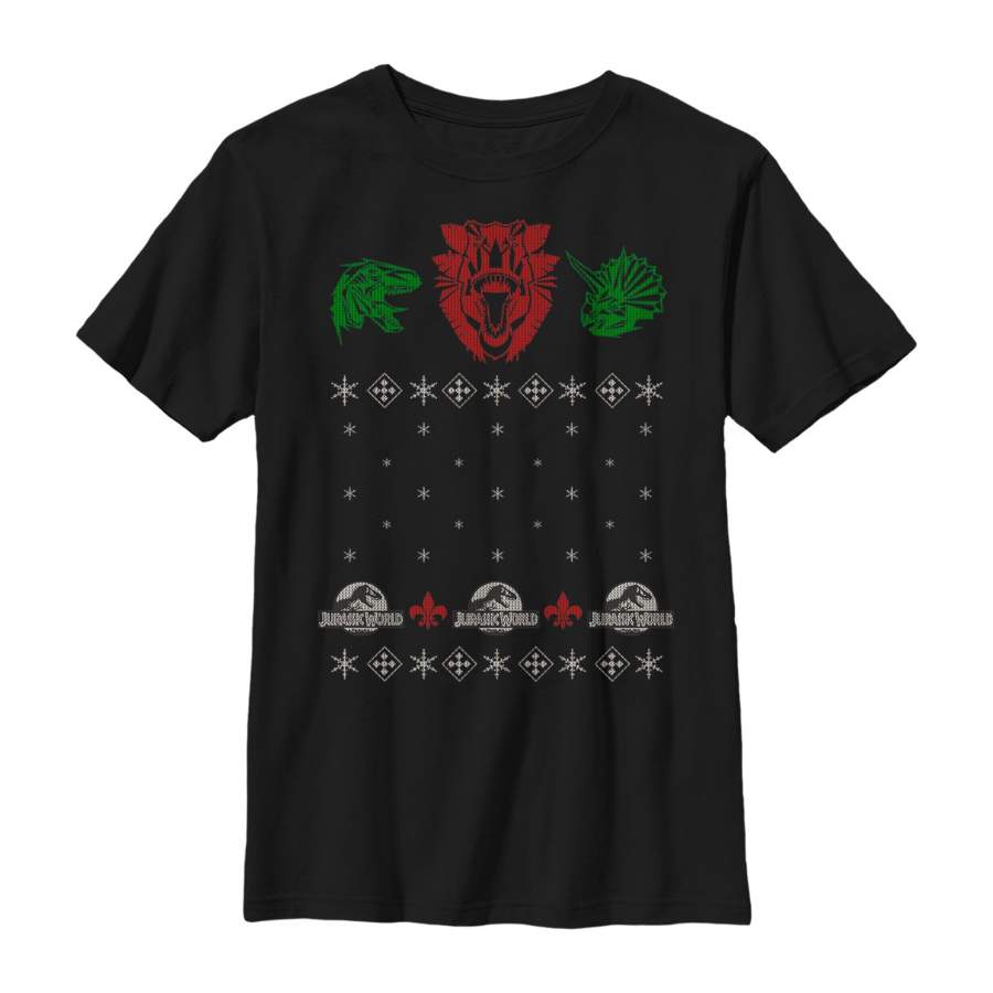 Jurassic World Boy’s Ugly Christmas Raptor  T Shirt