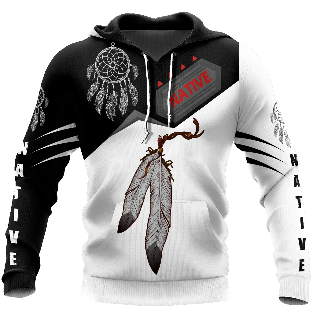 Premium Native American Pattern Feather All Over Printed Hoodie For Men And Women Mei