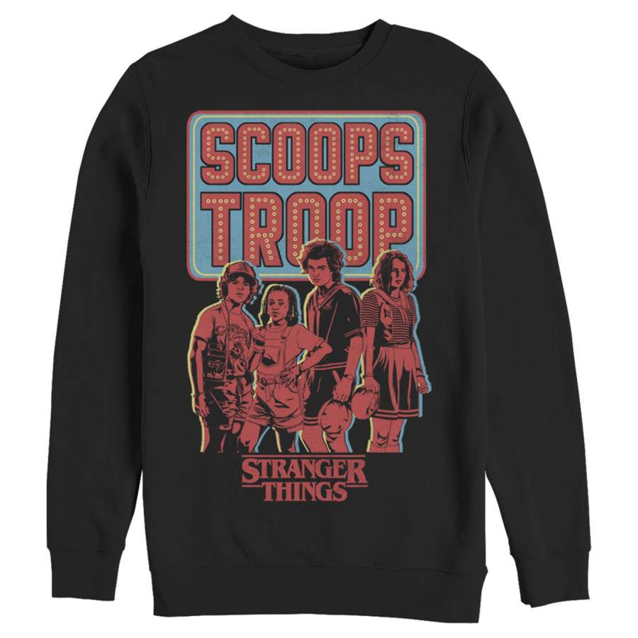 Stranger Things Men’s Scoops Troop Character Pose  Sweatshirt