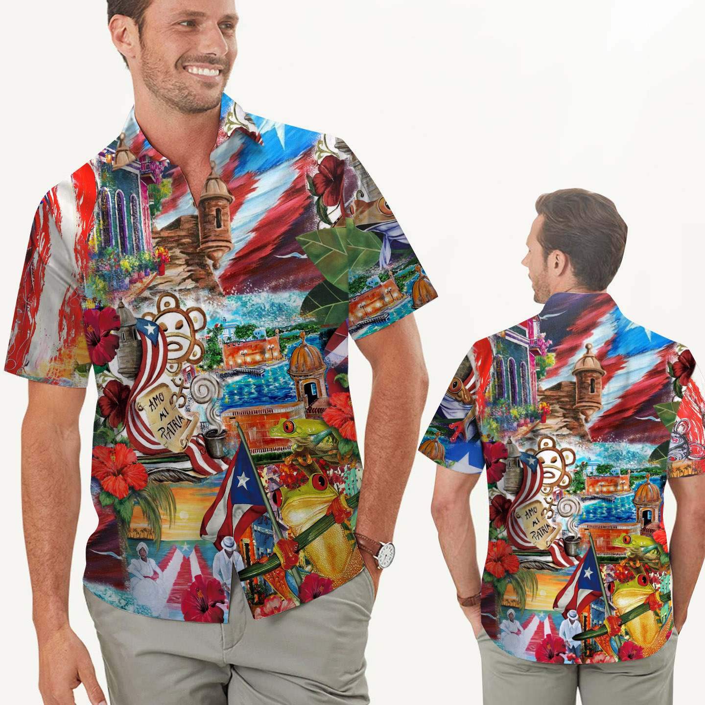 Beach Shirt Puerto Rico Aesthetic Paintings Men Hawaiian Shirt For Puerto Ricans