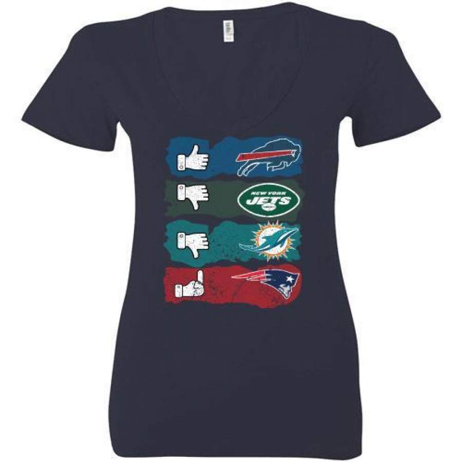 Like Buffalo Bills dislike New York Jets Miami Dolphins and fuck New England Patriots Ladies Deep V-Neck