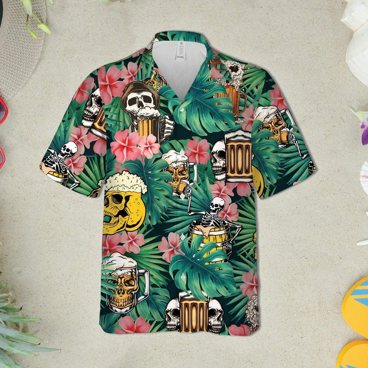 Tropical Good Beer Pineapple Skull Hawaii Aloha Shirts Dh Ha41864