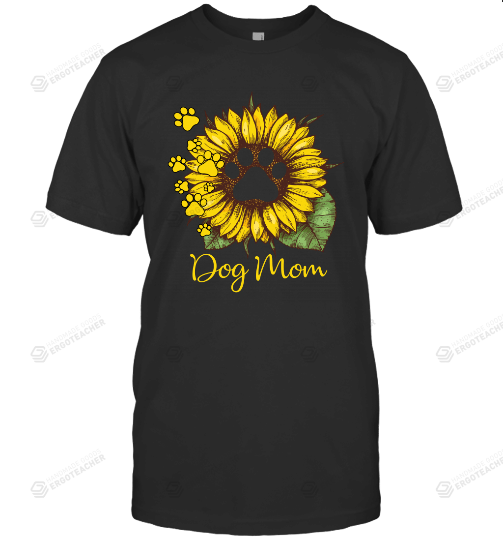 Dog Mom Puppy Lovers Hippie Style Women Gifts Sunflower T-Shirt Dog Paw Mama Shirt Pets Mum Tees for Birthday Anniversary Mother’s Day Doggo Puppy Mommy Tshirts