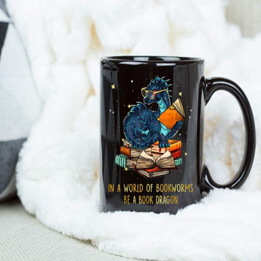 Coffee Mug Reading Gift Book Dragon Books Nerds Mug – Black Mug